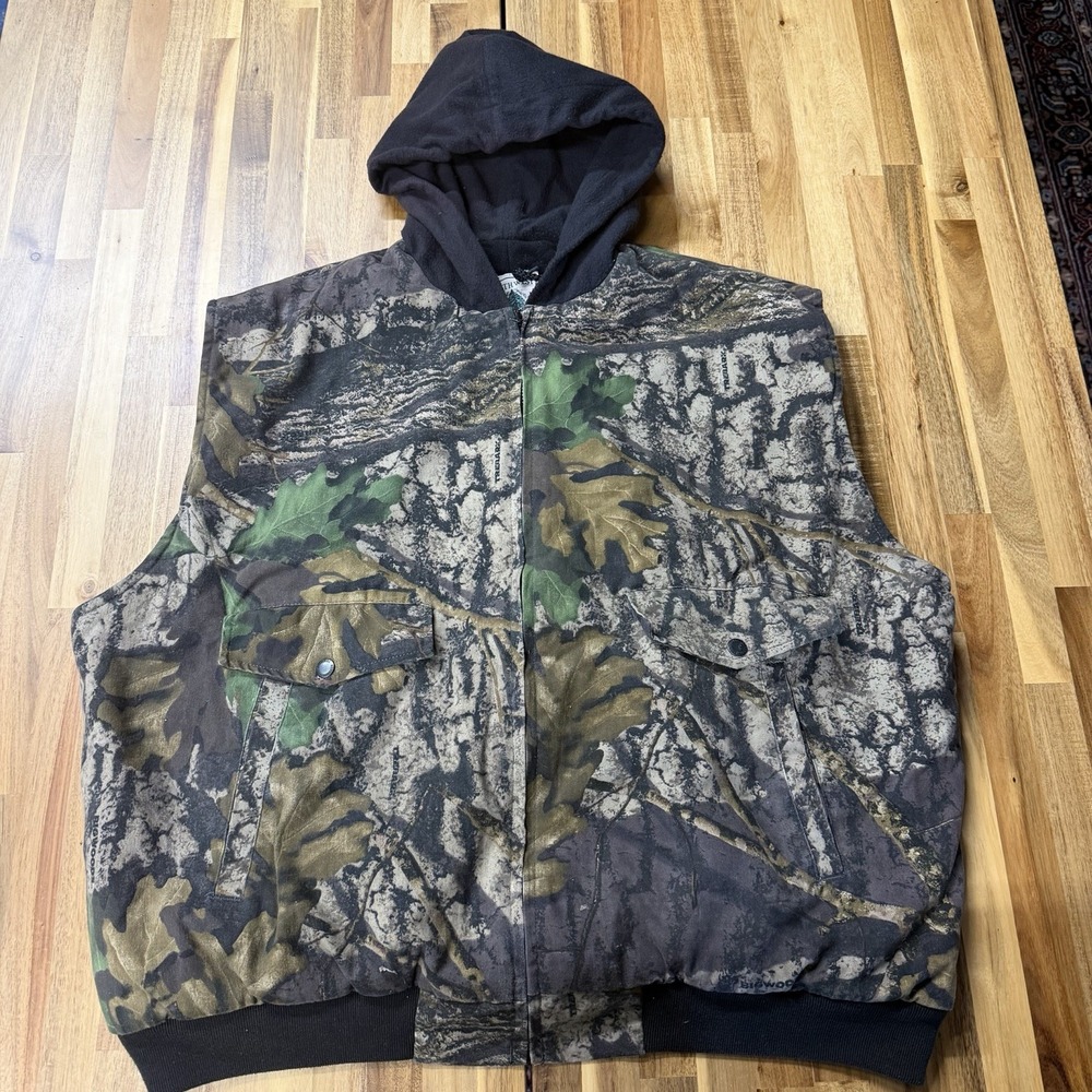Northwest Territories Vest Mens XL Camo Woodland Hooded Sleeveless Insulated